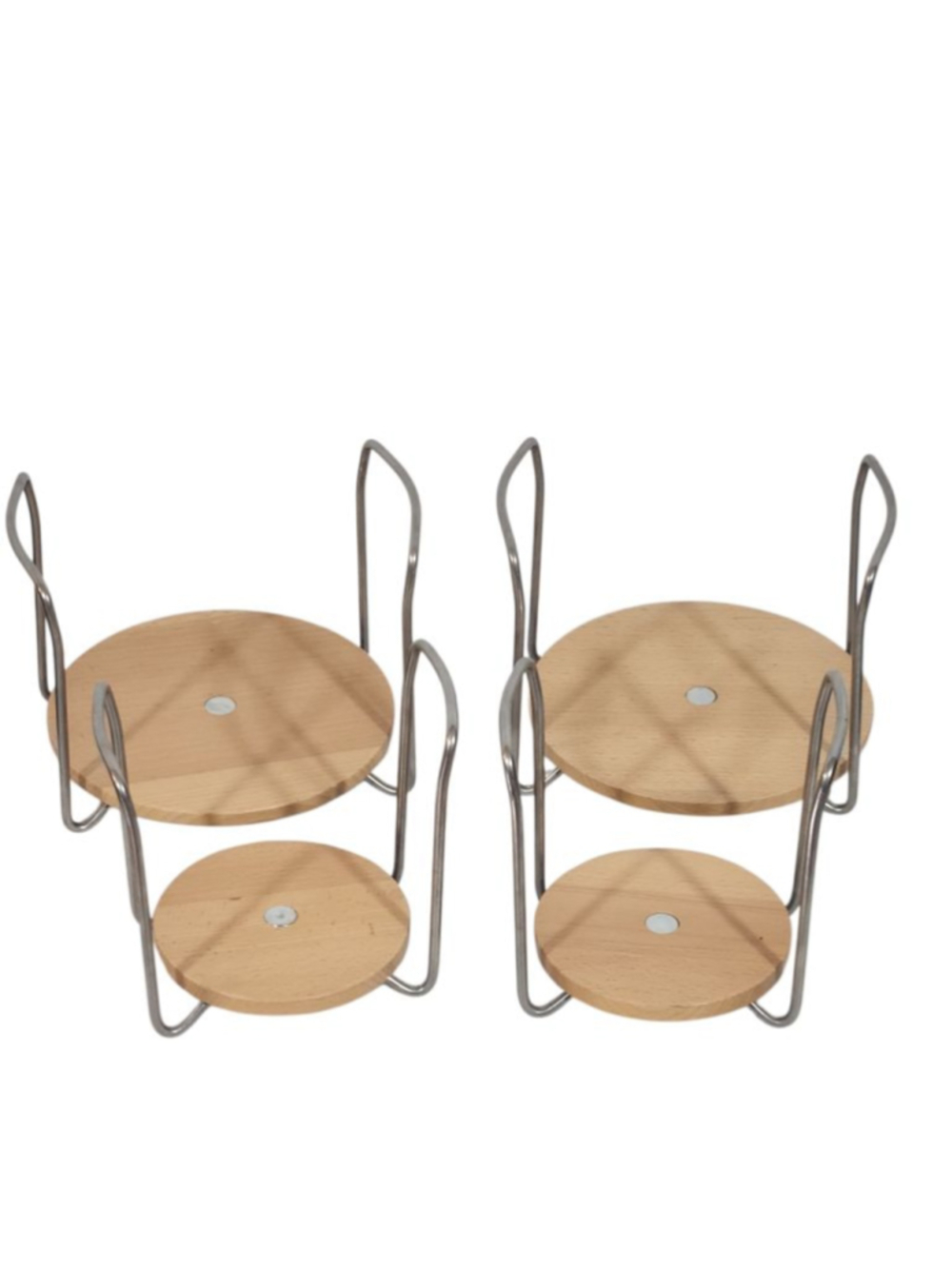 Lot of 4 IKEA VARIERA Plate Holders Adjustable Stainless Steel Wood Organizers